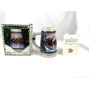 1993 Budweiser Holiday Stein‎ Collection Special Delivery Anheuser-Busch Beer